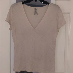 Cream v-neck blouse
